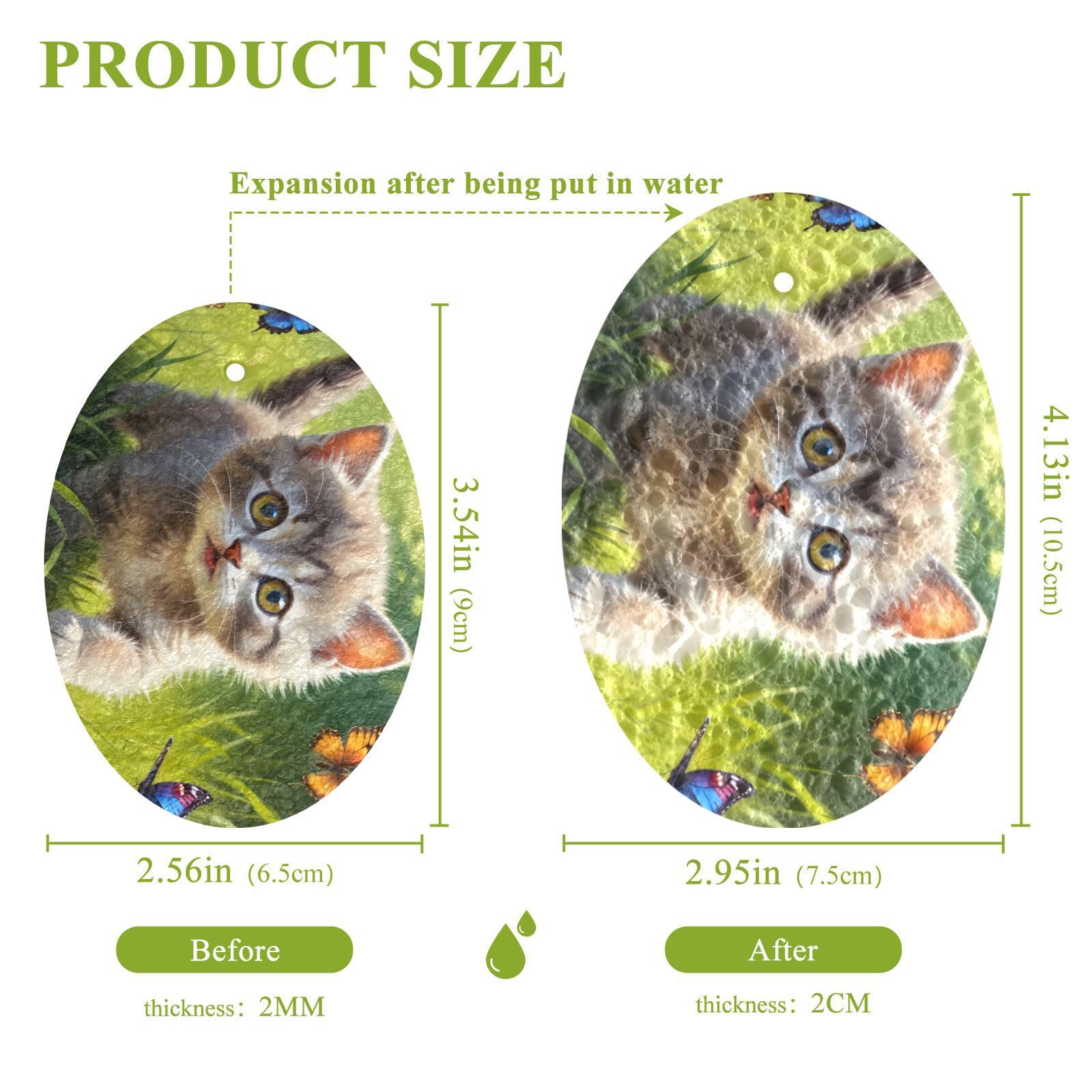 Hezely Zero Scratch Scrub Sponges, 3 Kitchen Sponges for Washing Dishes and Cleaning The Kitchen and Bath, Cleaning Power for Everyday Jobs,Running Kitty(3 Count)