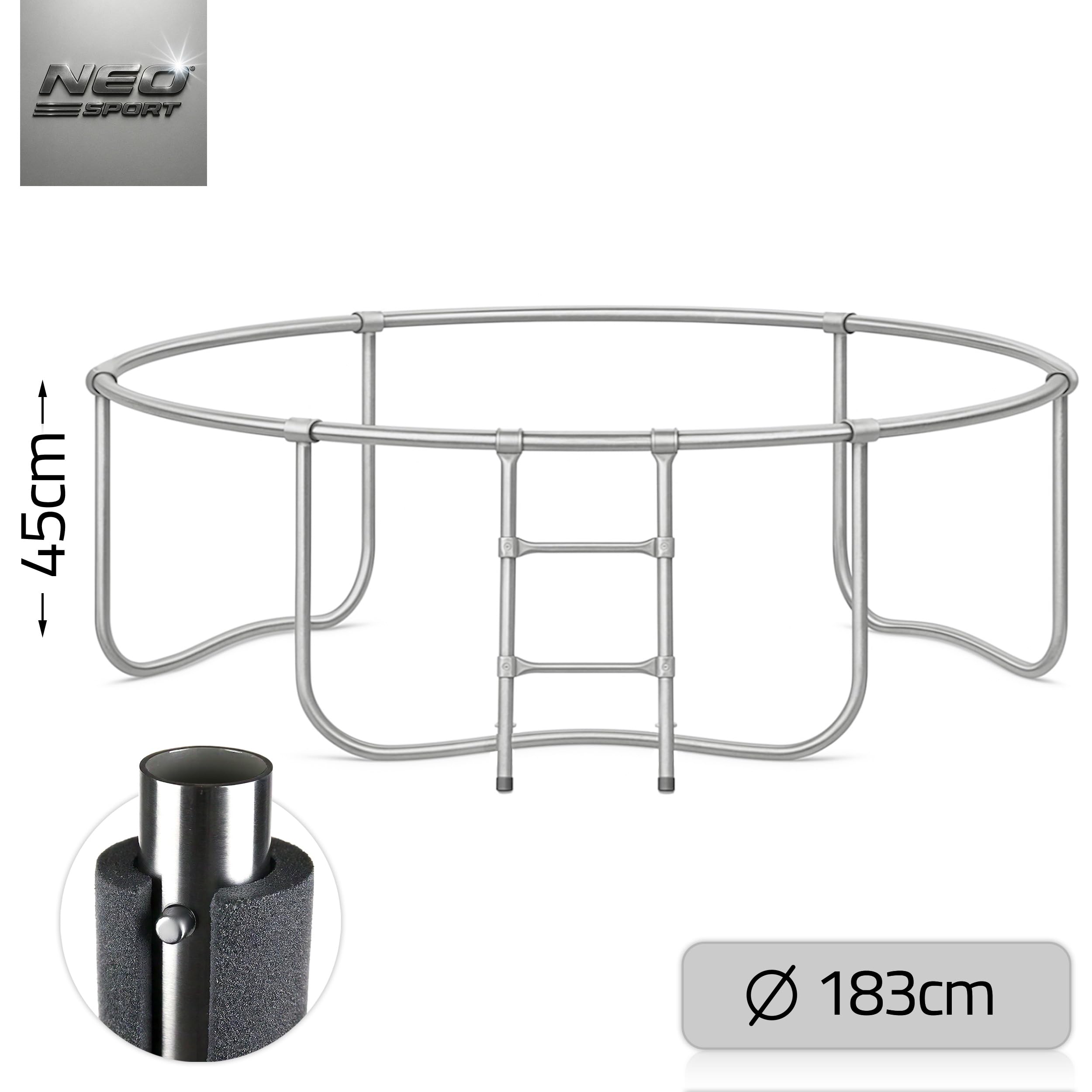 Neo-Sport Trampolin Outdoor Kinder Gartentrampolin Sicherheitsnetz Innen Leiter Gepolsterte Stangen Wetterfest Rostfre