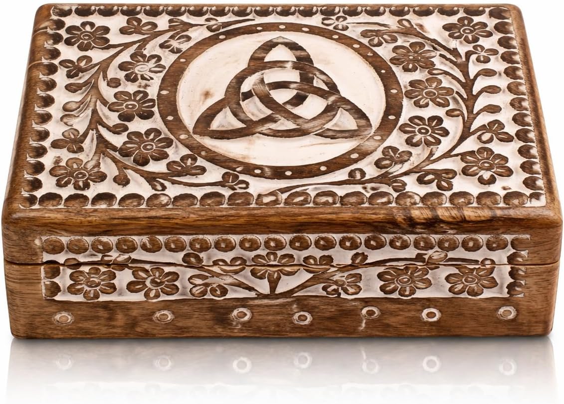 Handmade Wooden Jewelry & Keepsake Box, Decorative Storage Box, 8 x 5 Inch
