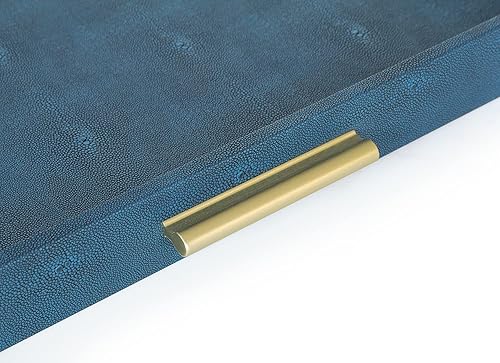 Miniatura 3 de HofferRuffer Bandeja cuadrada extra grande, elegante bandeja otomana de piel sintética con asas doradas, sirve té, café o desayuno en la cama, 24 x