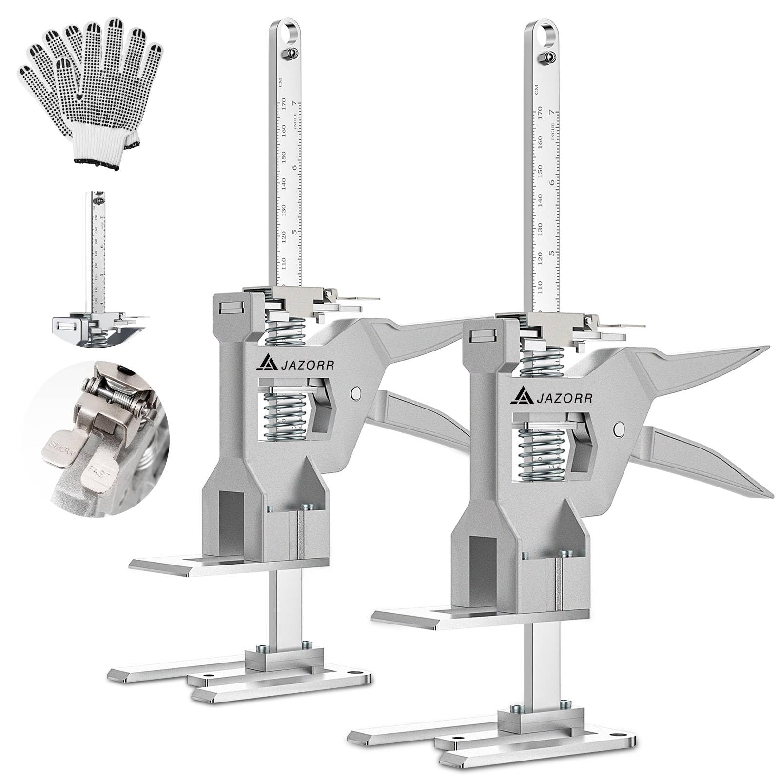 2er-Pack, 440 lb tragfähiges Handhebegerät, 12 Zoll multifunktionales Höhenverstell-Hebegerät, Möbelheber zum Anheben von Türmöbeln (Silberr)