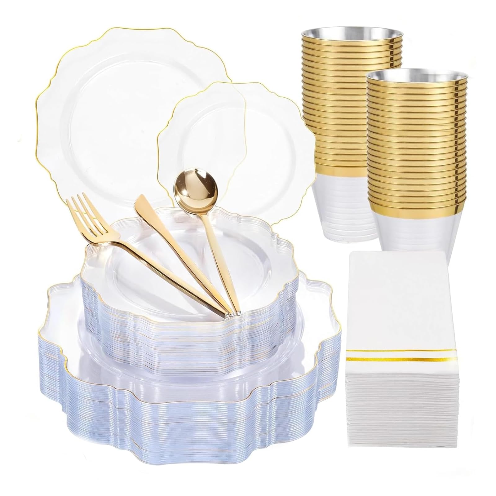 Pink & Gold Disposable Plates - Party Dinnerware -16