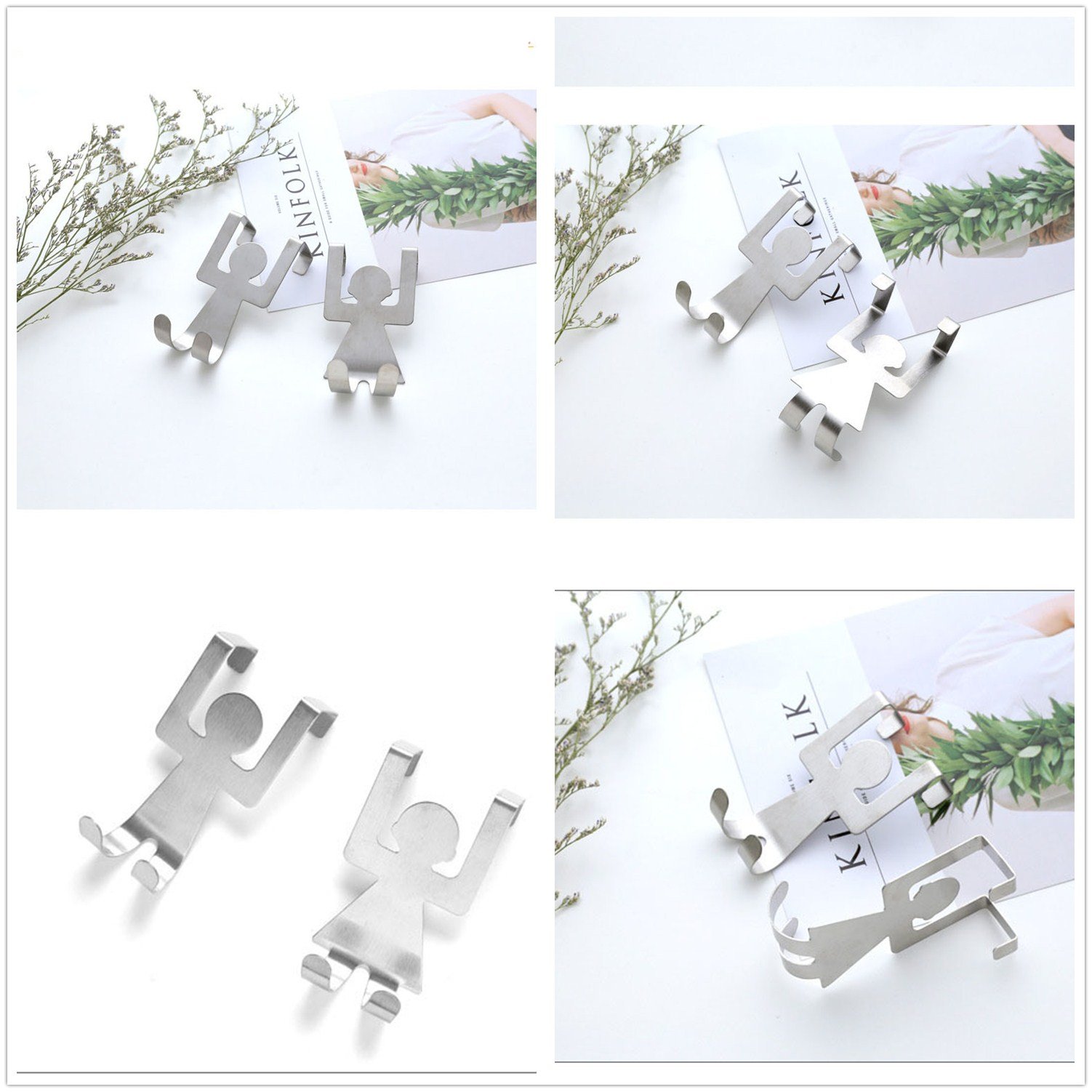 Lot De 4 Crochets De Porte En Acier Inoxydable Pour Salle De