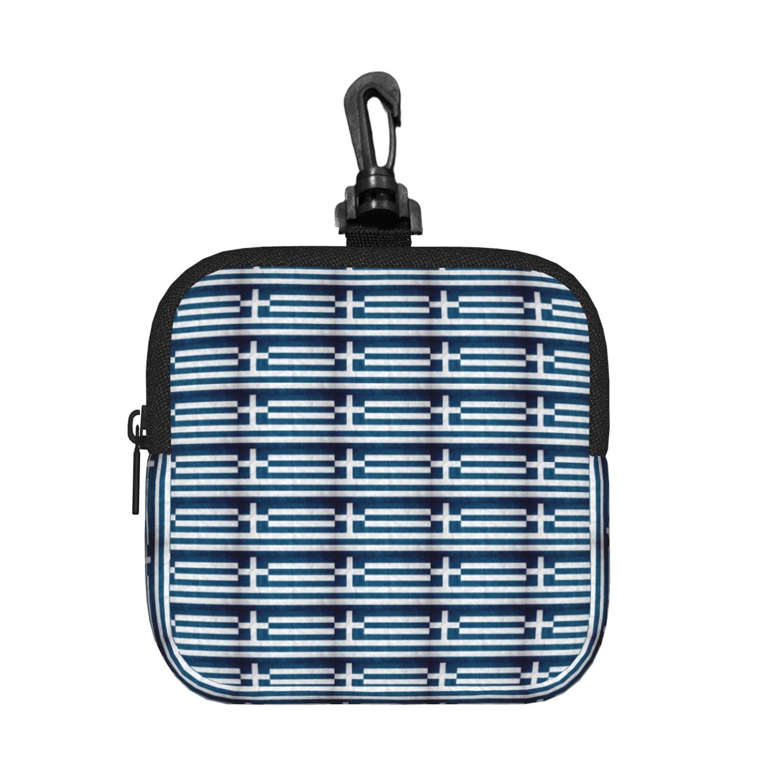 Ercgad Unisex Black Greek Flag Print Square Storage Bag Travel Toiletry Cosmetic Organizer Pouch Lightweight Reusable