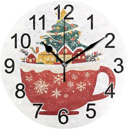 Vista 45 de Reloj de pared de hojas de eucalipto verde, reloj de cocina silencioso sin tictac, reloj decorativo grande de 25 cm, funciona con batería, para B442