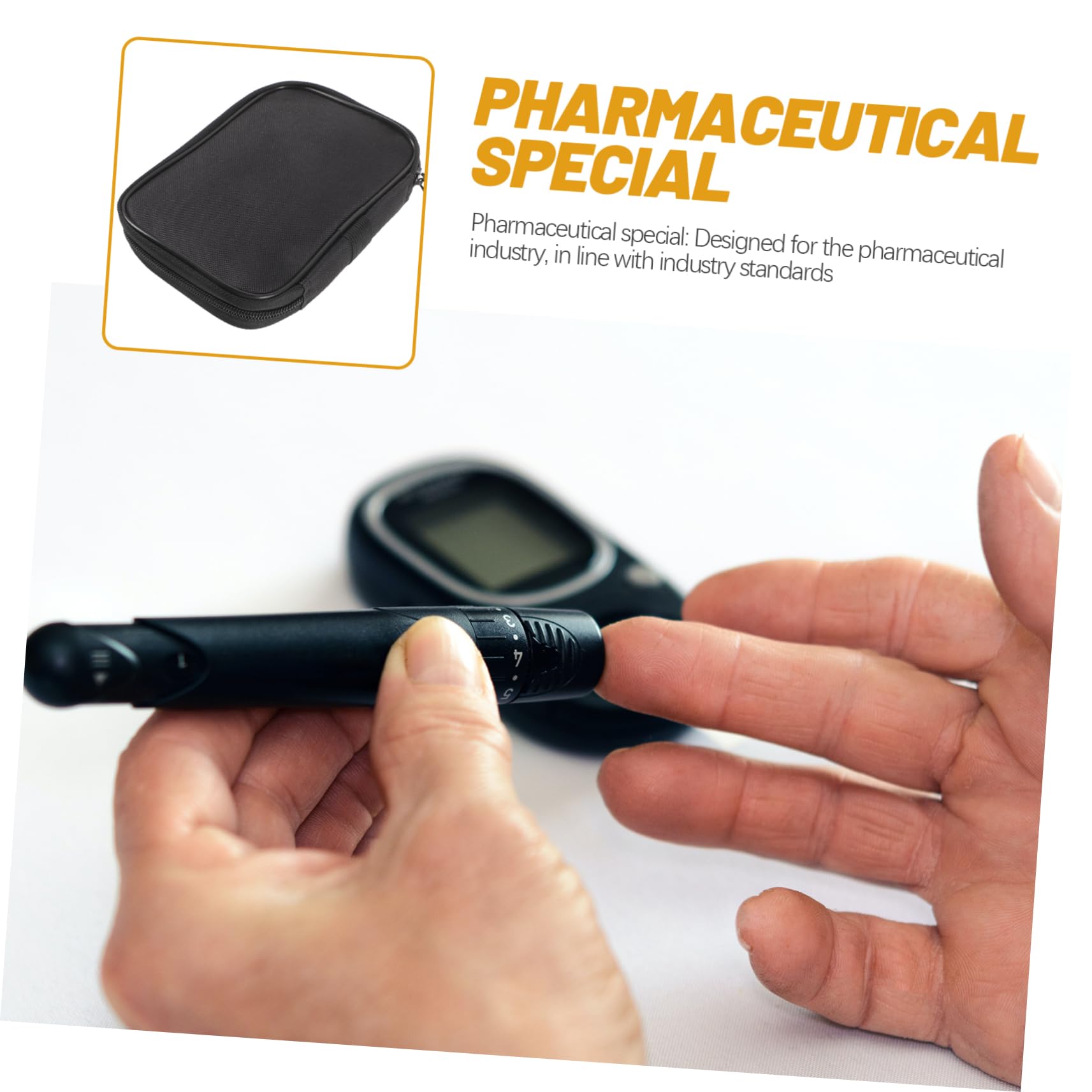 Didiseaon 5 Pz forniture mediche sacchetto stoffa borse stoffa box medicine portatorta per trasporto valigia borsa per misuratore di glicemia borsa per glucometro custodia tessuto Black