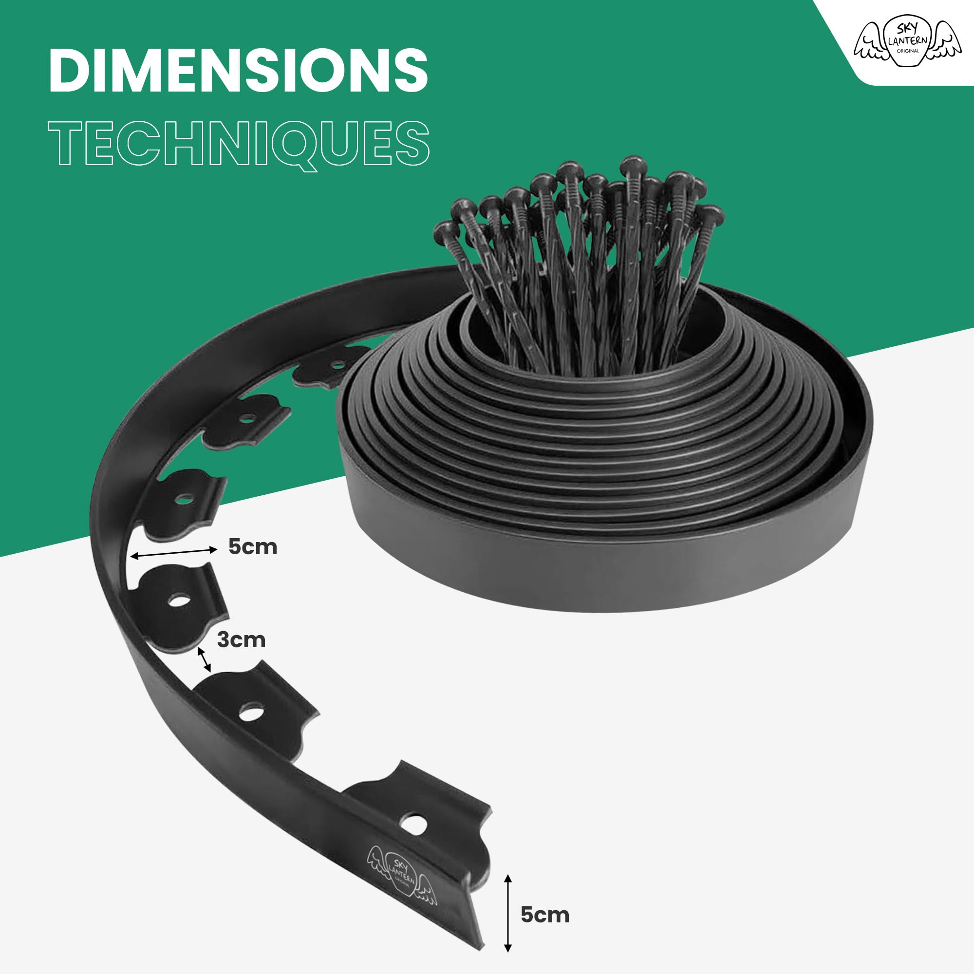 Rullo bordo giardino esterno 10 m in plastica nera con 30 picchetti, bordo da giardino flessibile, resistente alle intemperie, ideale per vialetti e aiuole, perfetto per salotto da giardino all'aperto