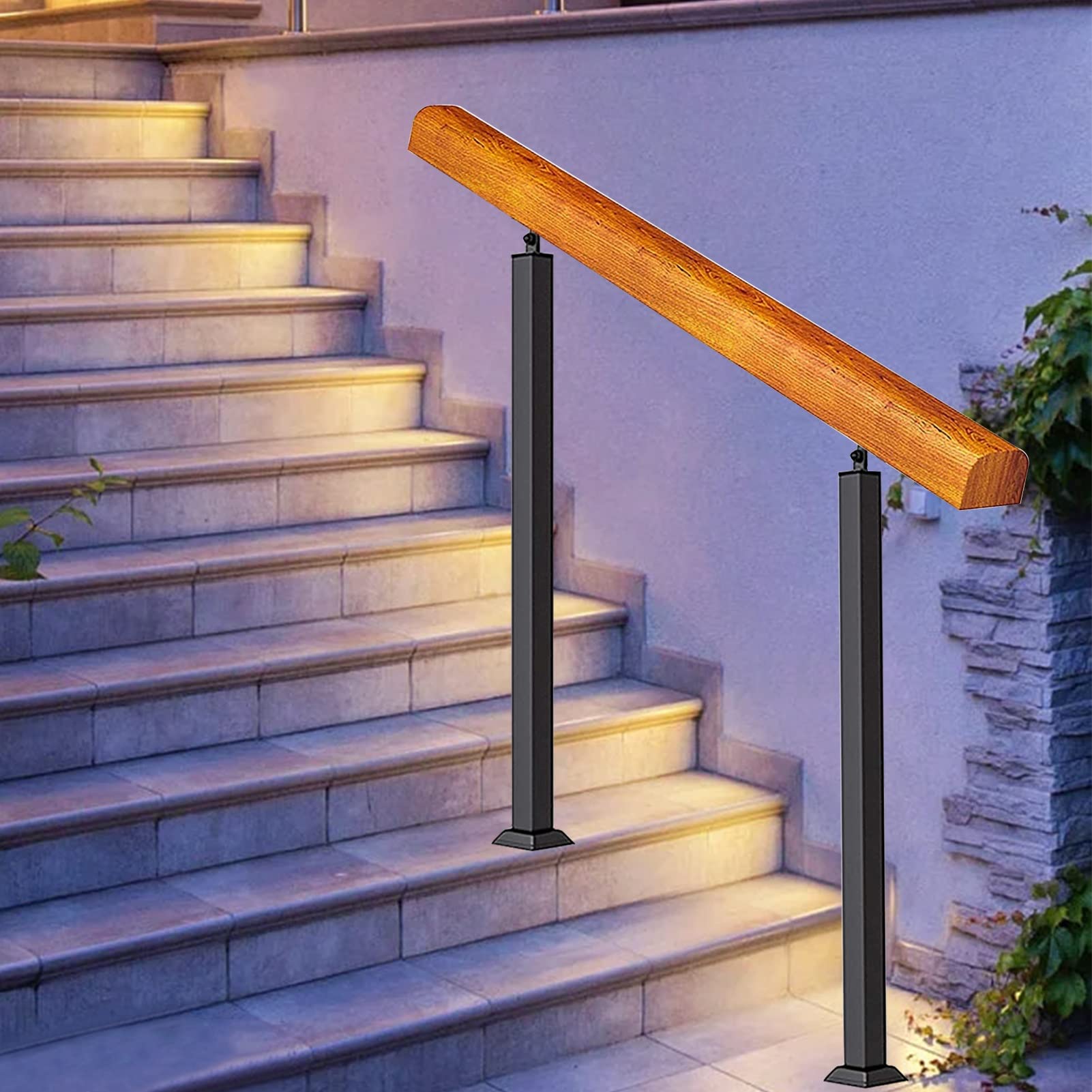 Sécuriser escalier glissant avec cette rampe de porche 1 à 3 marches