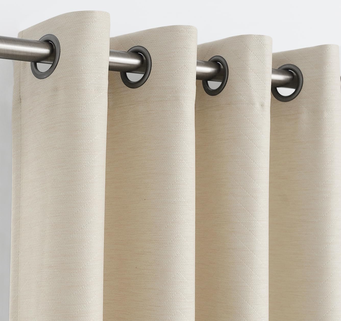 Treatmentex Beige Curtains for Living Room 63" Chevron Cream Room Darkening Linen Curtain Drapes Grommet Top 2 Panels