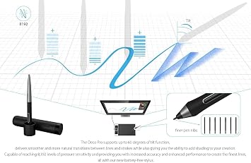 XPPen Deco Pro M Graphic Tablet 11 x 6 Inch Drawing Tablet with Touchpad Pen Tray with 8192 Pressure Levels / 60° Tilt Compatible with Android Devices