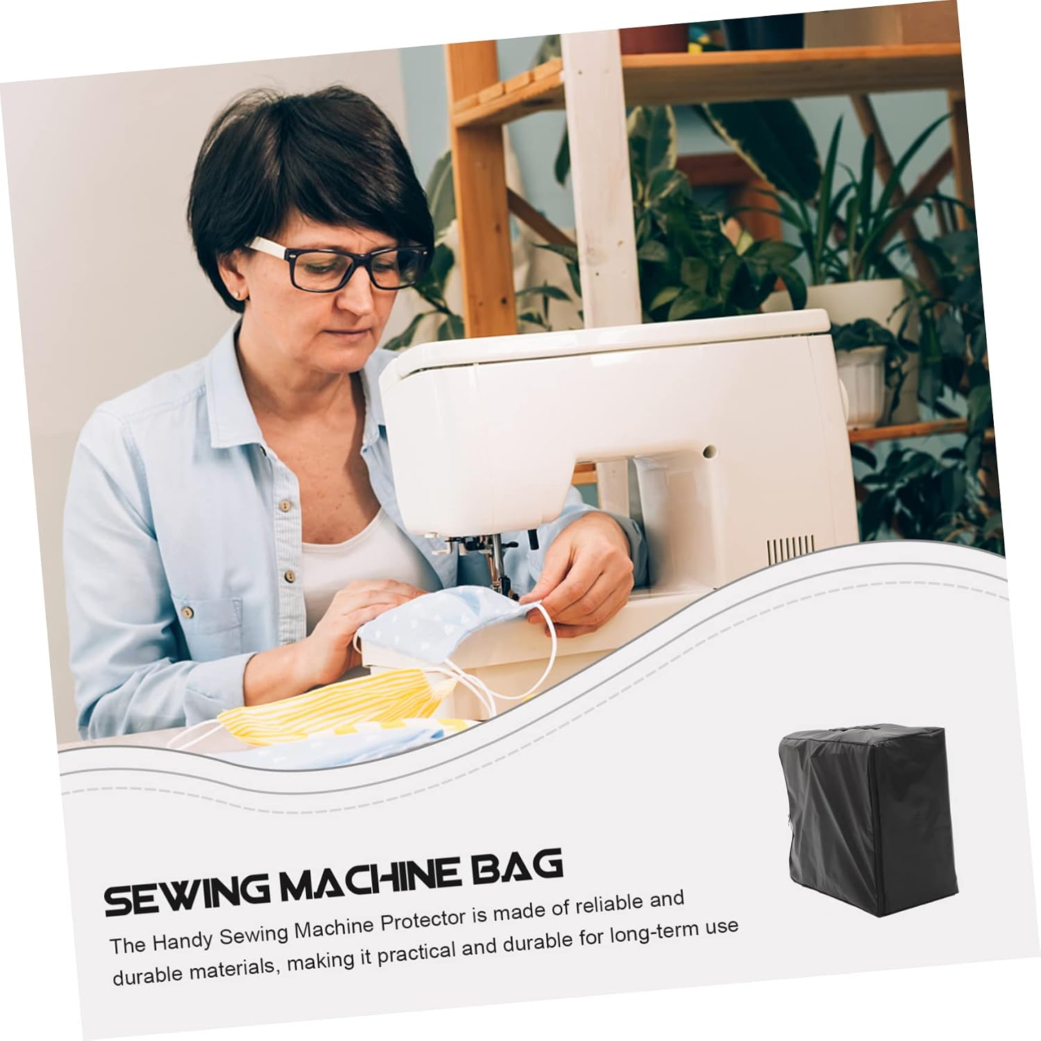 TEHAUX Sewing Machine Cover Portable Protector with Zipper Closure Storage Bag for Household Stitching Machines Convenient Carrying Case