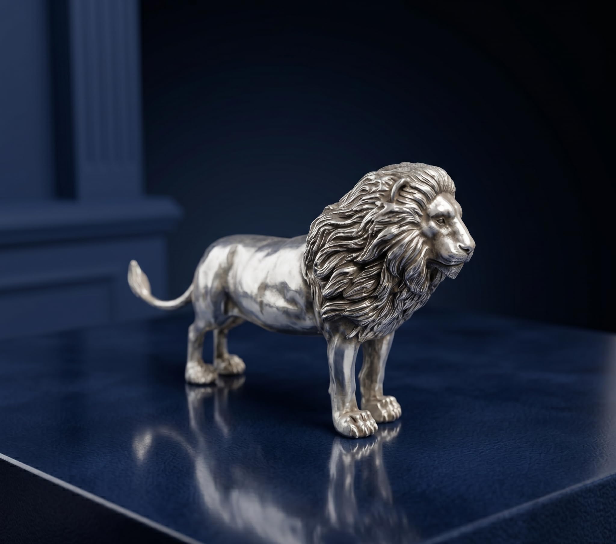 999 Oxidised Silver Plated Lion Idol in 100% Brass | Decorative