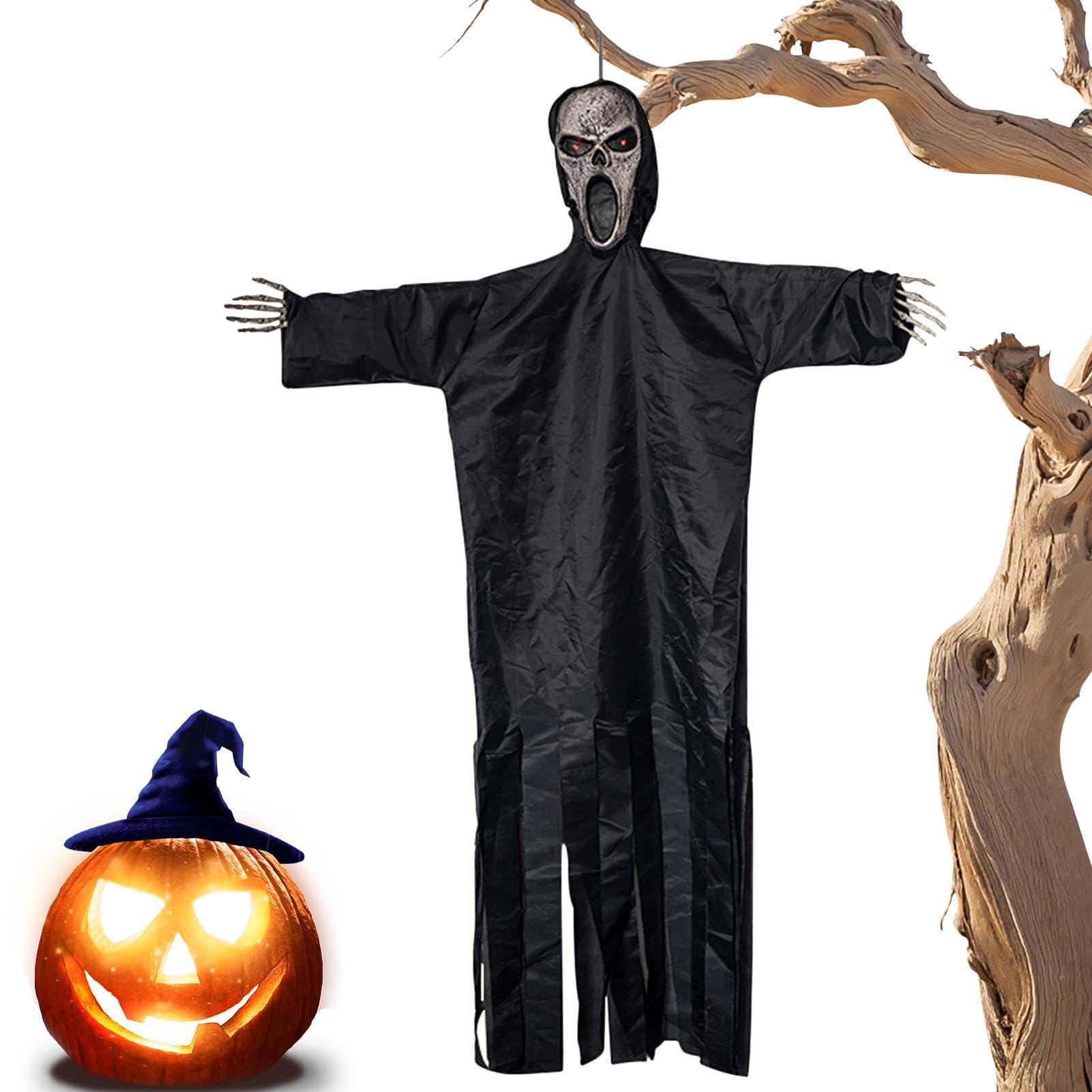 Décorations lumineuses pour maison hantée et épouvantail d'Halloween