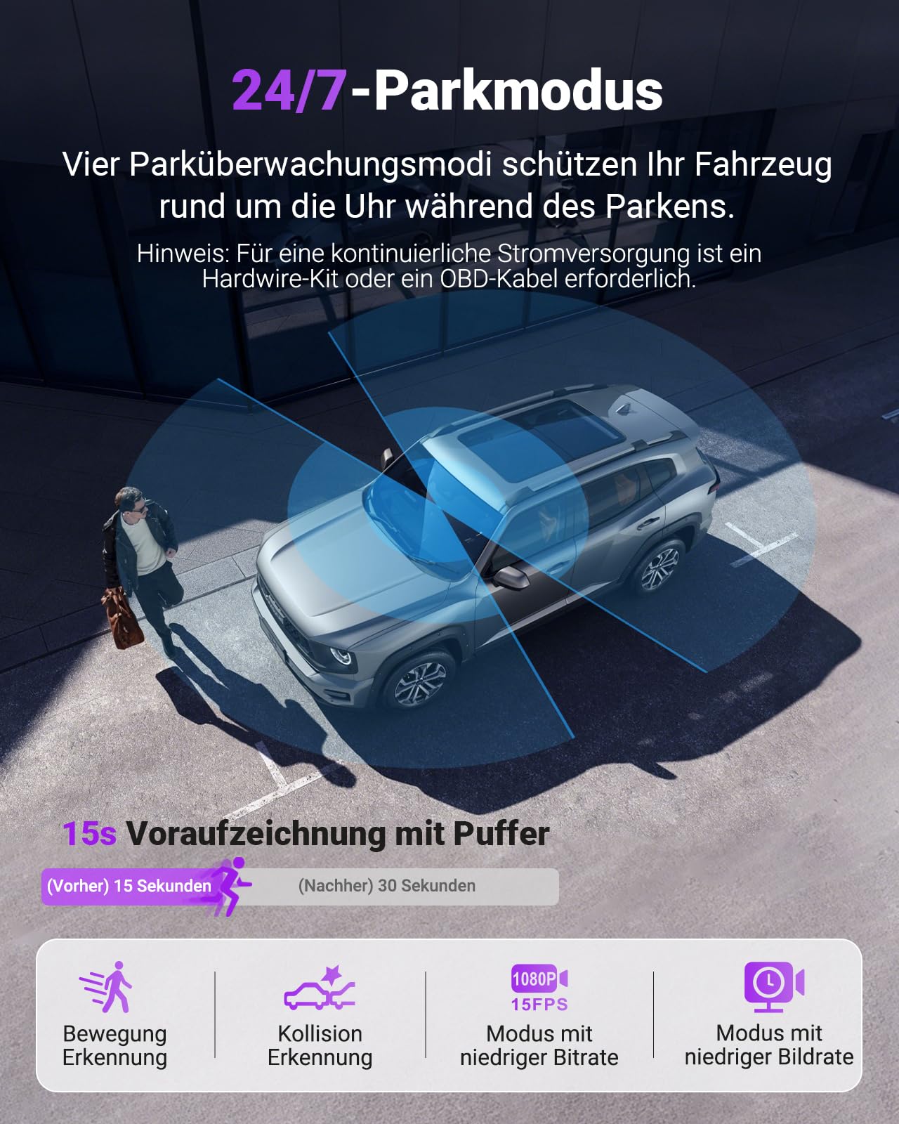 VANTRUE S1 Pro DMS 2,7k Dashcam Vorne Innen 1944P+1080P, Auto Kamera 60FPS STARVIS 2 Nachtsicht, 5GHz WLAN GPS, ADAS und DMS AI Systeme, 24H Parküberwachung, G-Sensor, Loop-Aufnahme, DSGVO konform