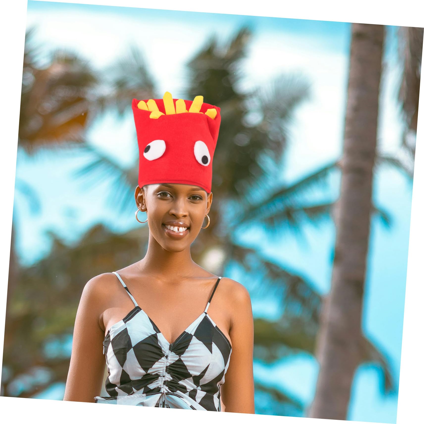 DOITOOL Sombrero especial de Halloween con forma de papas fritas, accesorio de disfraz de fiesta, divertido gorro novedoso para adultos y cómodo gorro de fiesta loco para bailes de máscaras