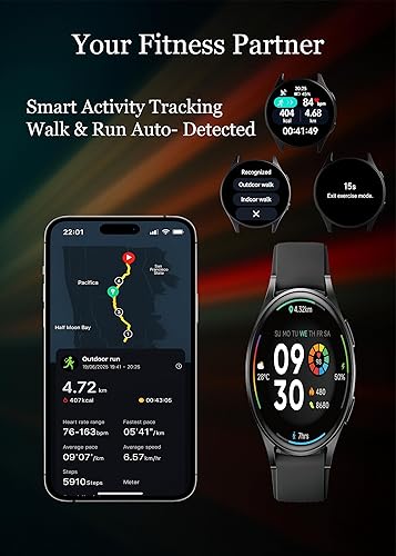 Miniatura 9 de NexGen - Reloj inteligente para hombres y mujeres, pantalla AMOLED de 1.43, reloj inteligente con GPS, rastreador de fitness, llamadas BT,