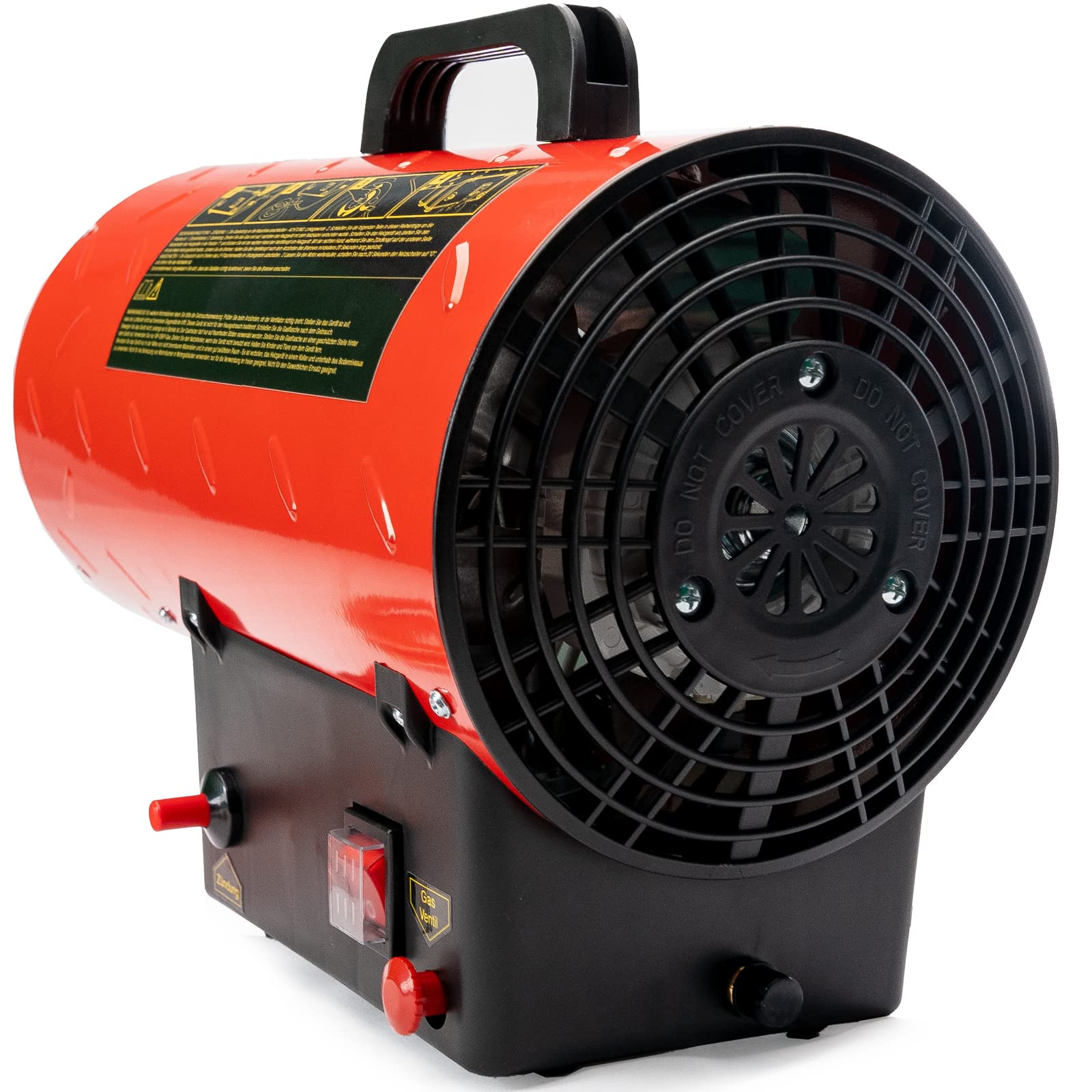 Grafner XL Gasheizgebläse 10 kW, mit Verbindungsschlauch, Druckminderer, Turbo-Ventilator, Piezozündung, für handelsübliche Gasflaschen, Heißluftgenerator Heizkanone Gasheizer Bauheizer Heizturbine