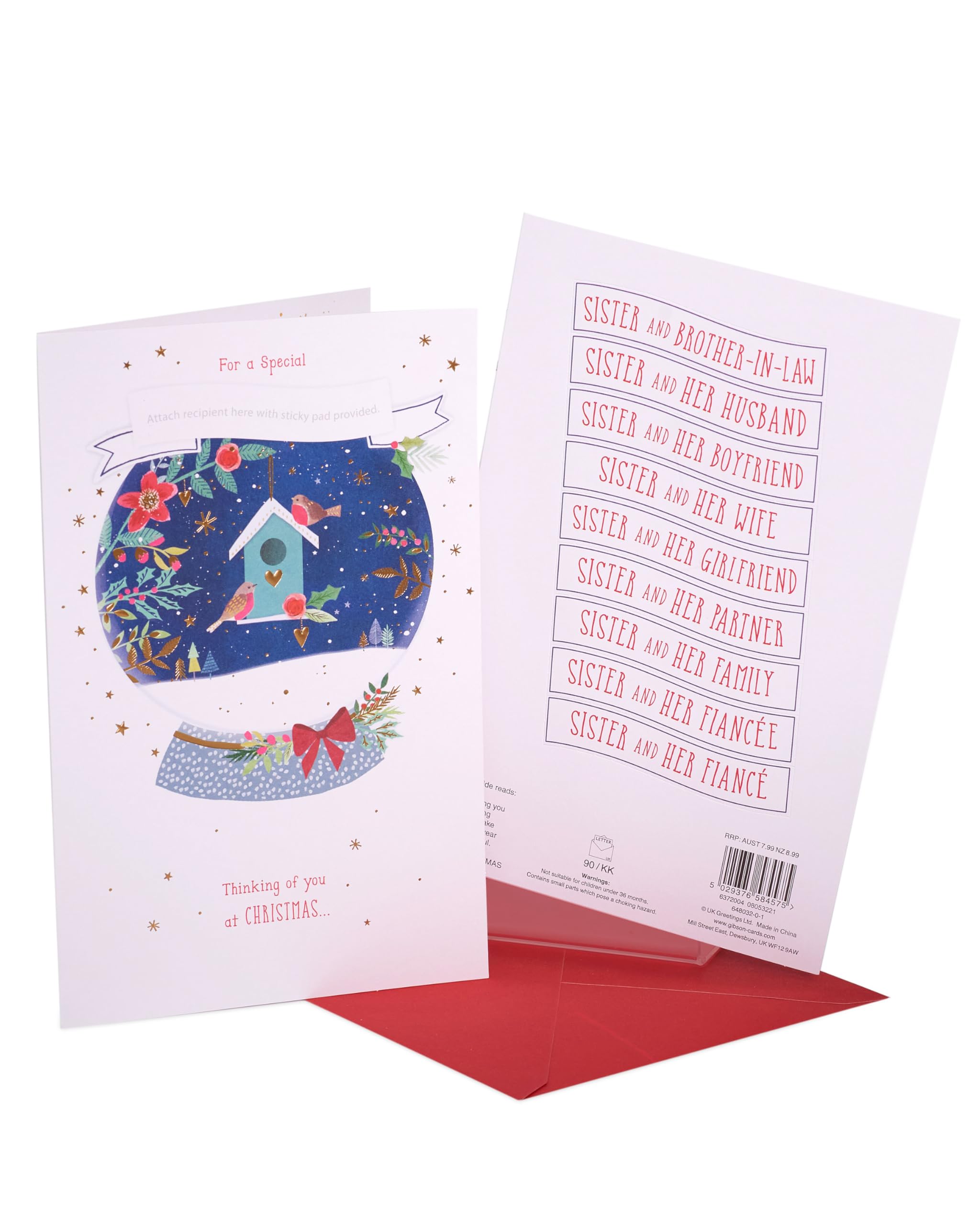 UK Greetings - Sister & ... Multi Caption Christmas Greeting Card With Stick On Captions 648032
