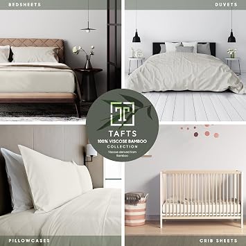 Tafts Twin Sheets Set, Pure 100% Viscose derived from Bamboo Bed Sheets Set, Luxuriously Soft, Silky, Cooling Sheets, Double Stitched, Lifetime Quality Promise (Ivory White)