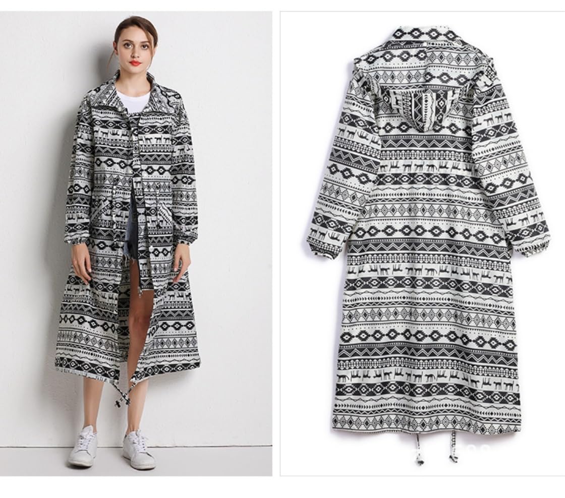 Chubasquero Poncho De Lluvia Largo para Mujer, Impermeable, con Capucha, para Senderismo, Impermeable Fino Impermeable(B,XXL)