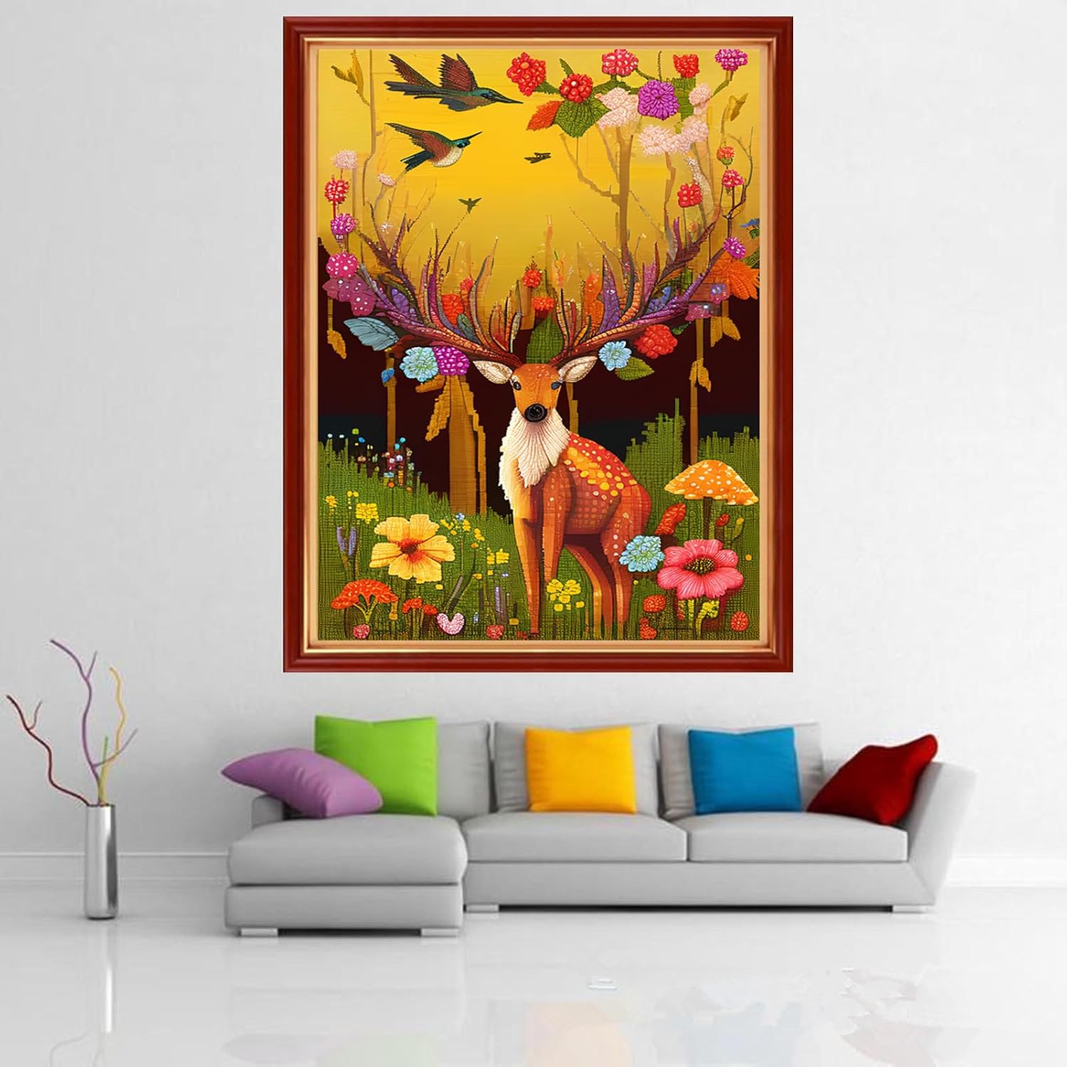 Dimensean Stamped Cross Stitch Kits Full Range of Embroidery Patterns Starter Kits for Beginners Adult DIY Cross Stitches Needlepoint Kits 11CT-Lower Deer 15.7x19.7 inch