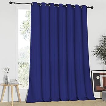 NICETOWN Sliding Glass Door Curtain Panel, Home Decoration Privacy & Noise Reducing Room Divider for Shared Apartment (1 Piece, Dark Blue, W80 x L108)