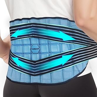 Comfpack Back Ice Pack for Lower Back Pain Relief with Dual Compression Straps, 2 Hours Long Lasting Coldness Ice & Compression Therapy Flexible Waist Brace for Lumbar Surgery, Sciatica, Coccyx Pain