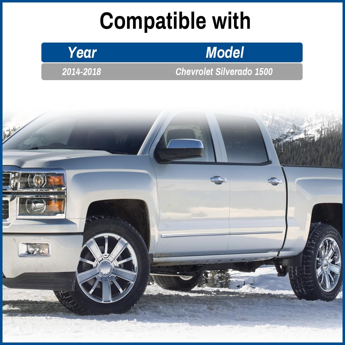 4PCS Wheel Center Caps for Chevy Chevrolet Silverado 1500 with 20in 10 Spoke Hub, 22871243 Chrome Center Cover for Rim