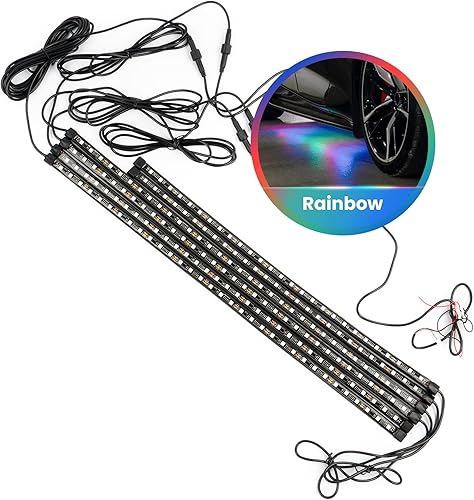 Miniatura 9 de FloGlo - Kit de tiras de luz LED de persecución arcoíris para automóvil, dispositivo exterior de luces LED de automóvil, kit de luz que fluye bajo