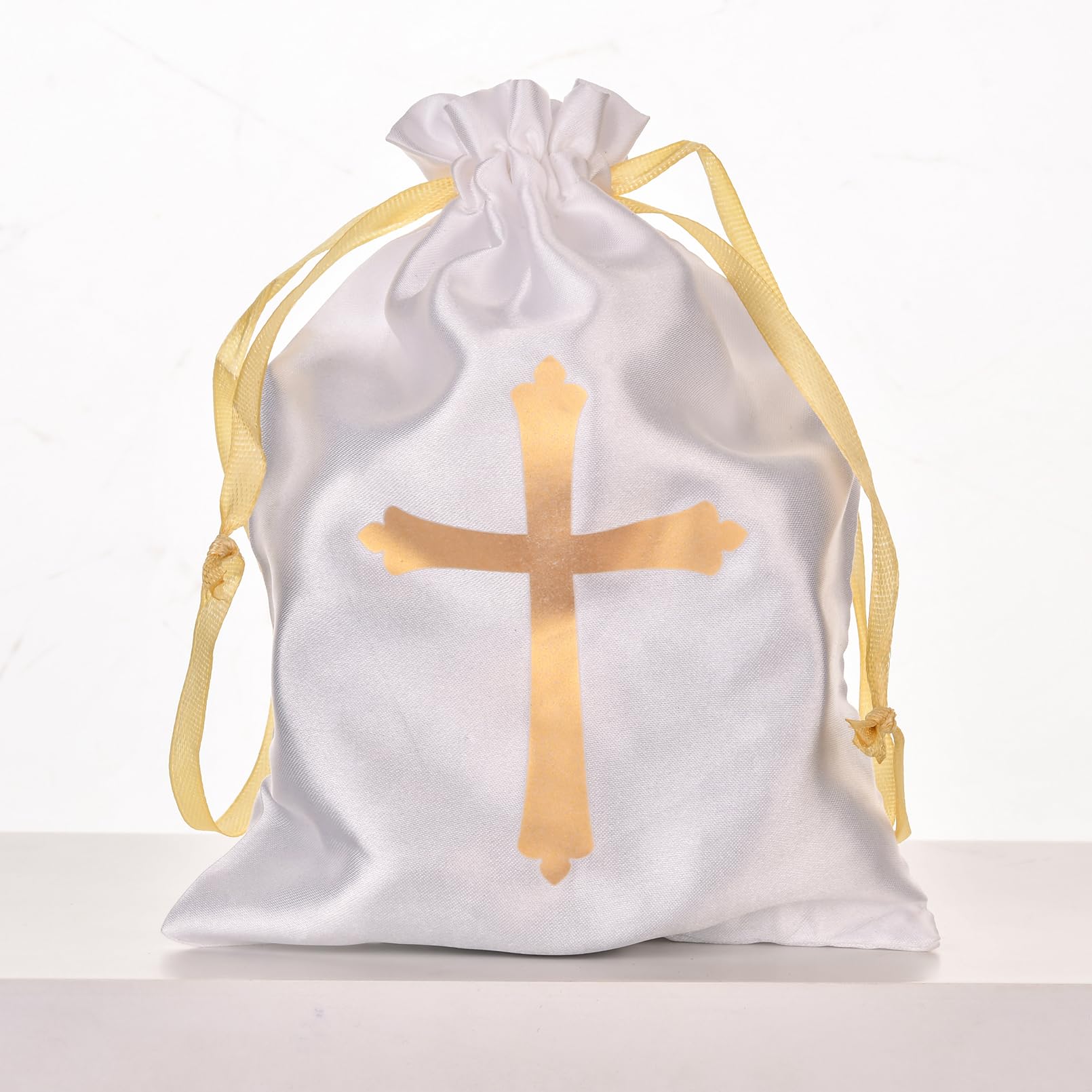 Merroyal First Communion Rosary with Glass Pearl Beads, Ornate Crucifix and Chalice Centerpiece, 18.5 Inches, Gift Box and Satin Bag Included - 5