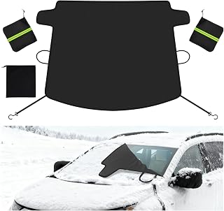 Zanch Windshield Cover for Ice and Snow [3-Second Snow Removal & 7-Layer Full Coverage] 6-Point Snowproof Fixation & Reflective Mirror Covers, Fits SUVs XL (66'' x 52'')