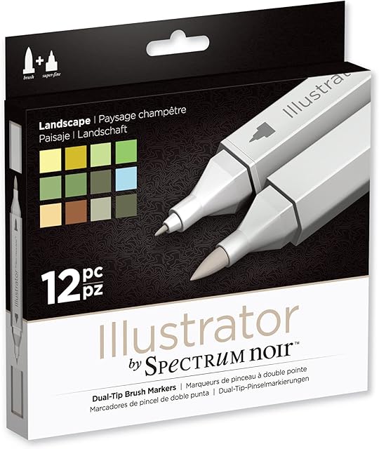 Spectrum Noir Illustrator Alcohol Dual Nib Marker Pens, Landscape, Pack of 12, 19 x 18.4 x 2.1 cm