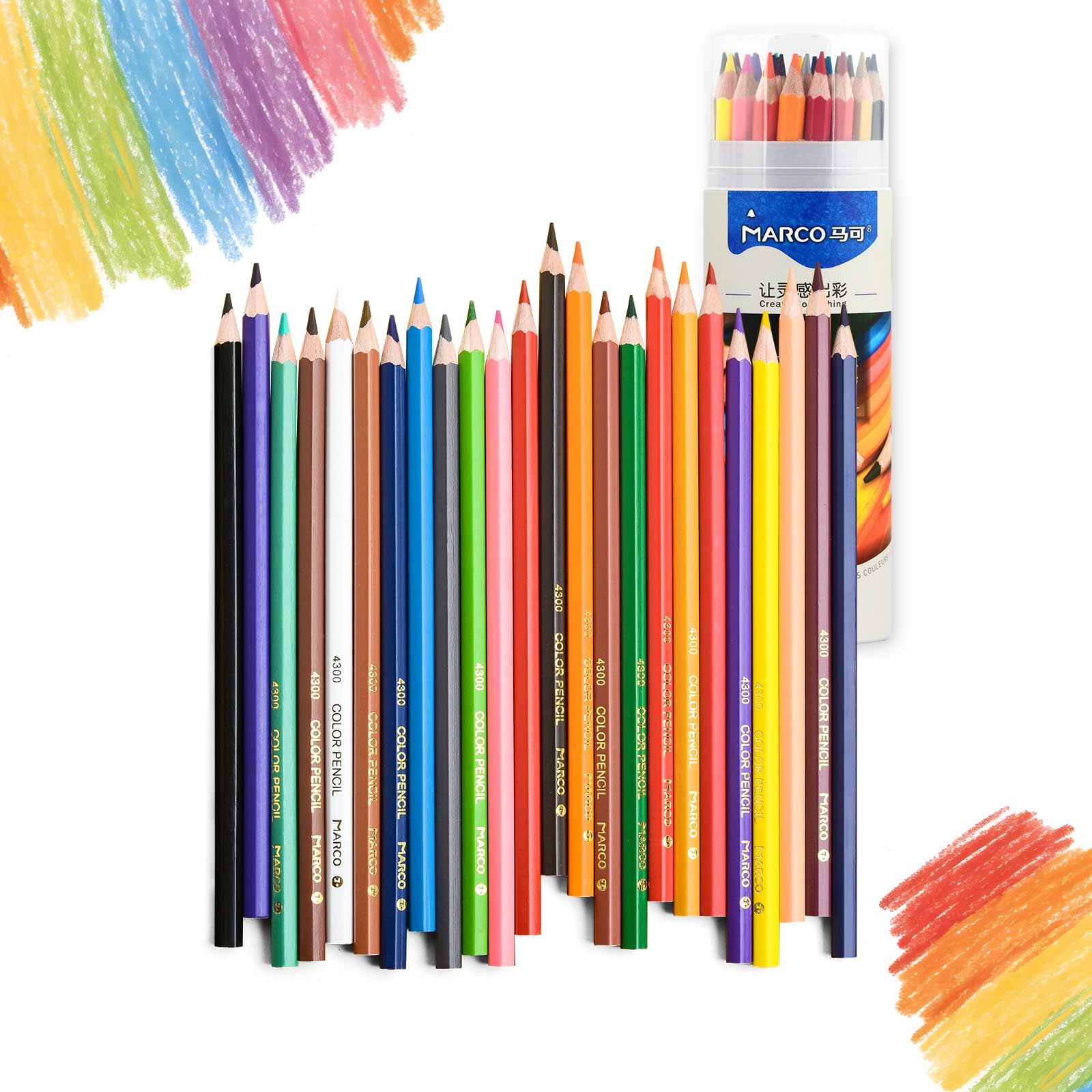 MARCO Set di matite colorate 36 colori, mine spesse a base di olio crayon, matite di legno, serie D4300, ideale come regalo di compleanno per artisti e principianti