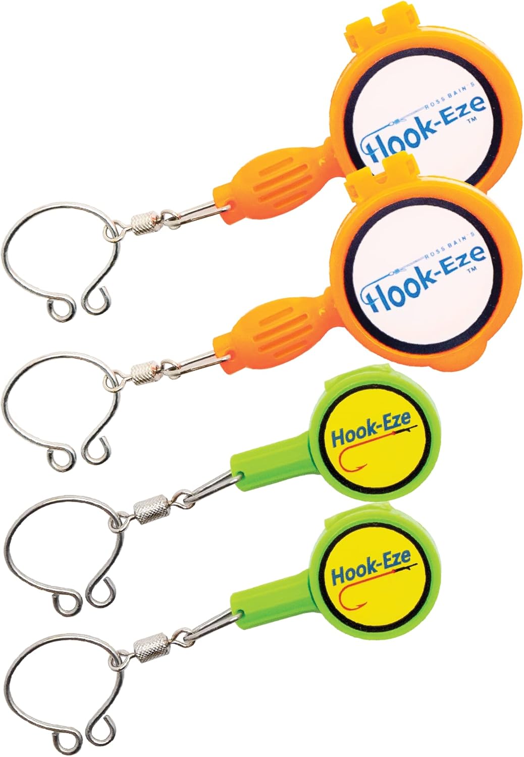 HOOKEZE Knot Tying Tool Cover Hooks on 4 Fishing Poles, Standard & Large Size