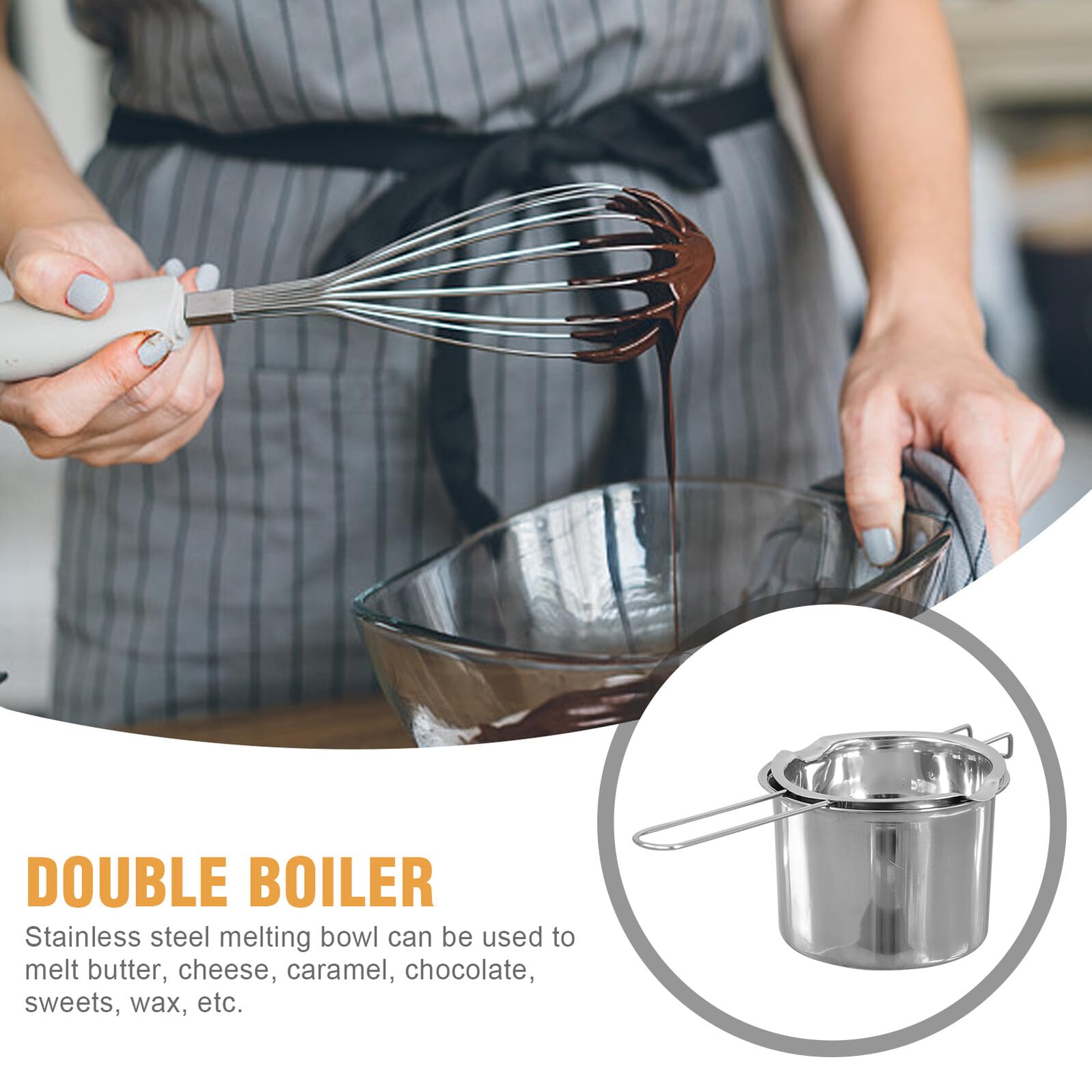 jojofuny Olla Doble de Acero Inoxidable para Estufa Cazo para Fundir Mantequilla y Queso Cuenco para Baño María de Resistente y Portátil para Repostería y Cocina