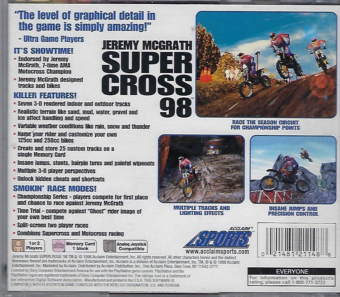 Amazon.com: Jeremy Mcgrath Supercross 98 - Playstation (Renewed