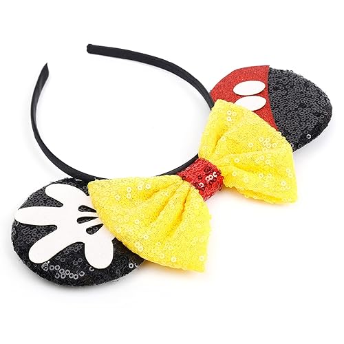 Miniatura 4 de WOVOWOVO Diadema con lazo de oreja de ratón, diademas de Halloween con purpurina para mujeres y niñas, decoración de princesa, disfraz de fiesta de