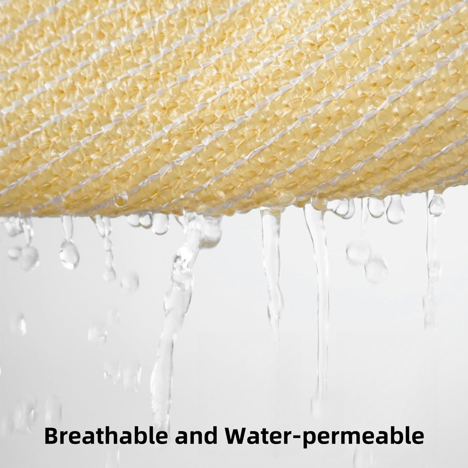 Toldo Vela de Sombra Transpirable 260 x 310 cm Rectangular HDPE Transpirable Protección Rayos 95% UV Malla Sombra con SOGA para Exterior Terraza Patio Jardín Pergola (Personalizable), Color Crema
