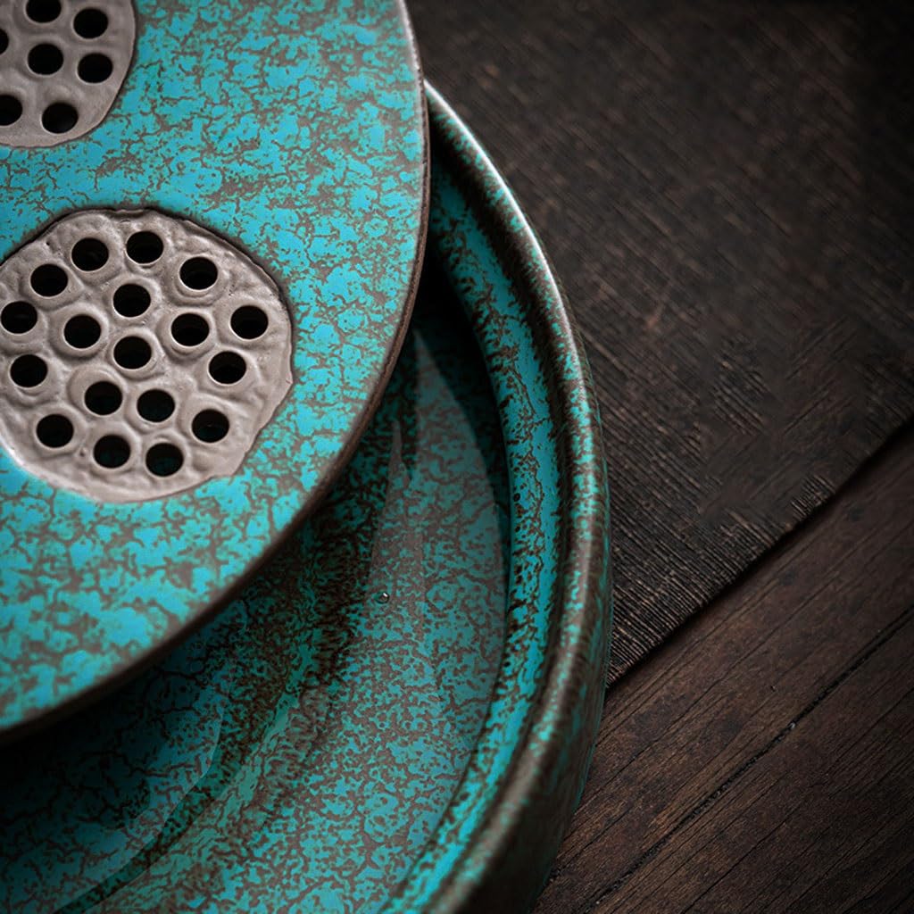 Taca na herbatę, kreatywny design, okrągła, duża, ceramiczna, sucha taca na herbatę, zestaw do herbaty Kung Fu, uchwyt na garnek, dekoracja na ceremonię herbacianą