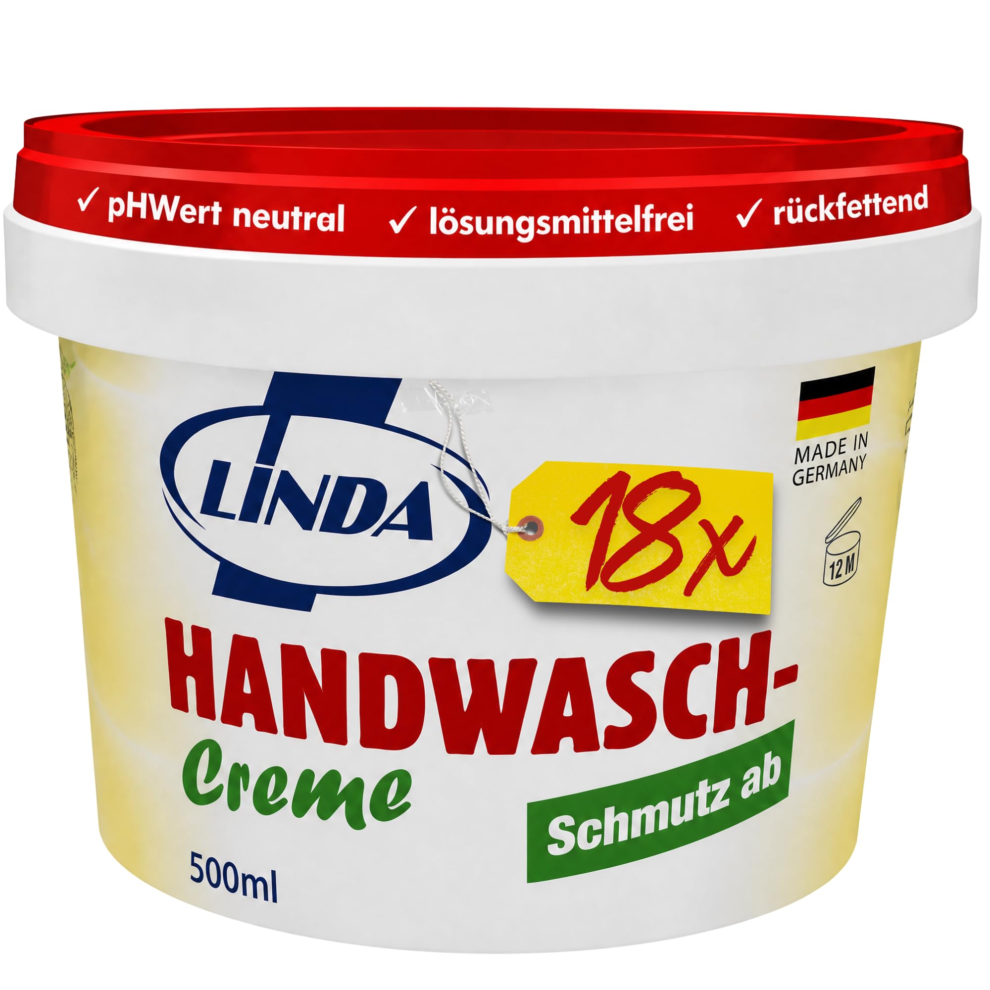LINDA Handwaschpaste 18x 500 ml - Handreiniger für Werkstatt & Garten