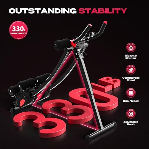 Miniatura 4 de BODY RHYTHM Máquina de entrenamiento de abdominales de doble pista con 4 alturas ajustables, máquina de ejercicio abdominal y núcleo plegable con