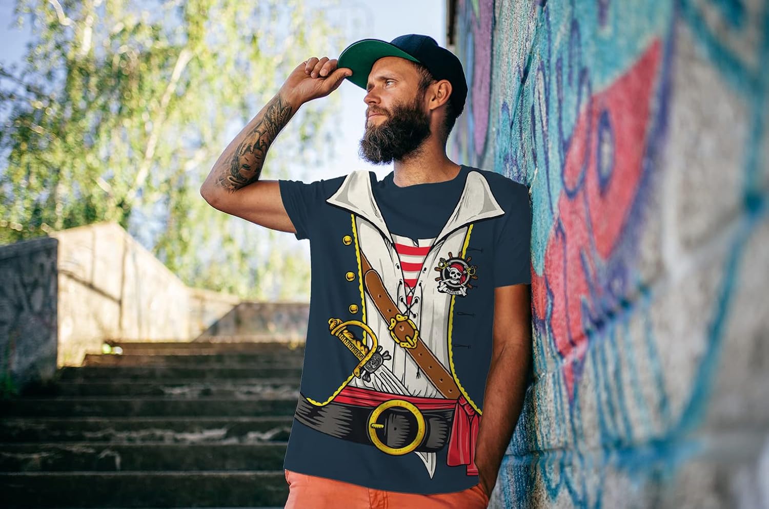 KYKU Pirate Costume Men Shirt Adult Funny 3D Print Graphics Novelty Clothing - Image 2