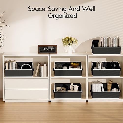 Miniatura 7 de Organizadores grandes de armario y contenedores de almacenamiento, paquete de 8 cestas de almacenamiento trapezoidales para estantes, cestas de tela