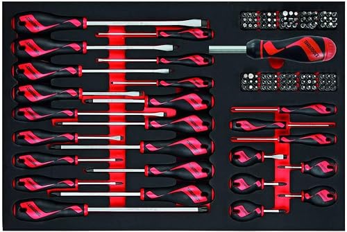 Teng Tools 122 Piece Flat, PH, PZ & Hex Type Screwdriver Set In Precision EVA Foam Tray - TTEMD122N, Silver