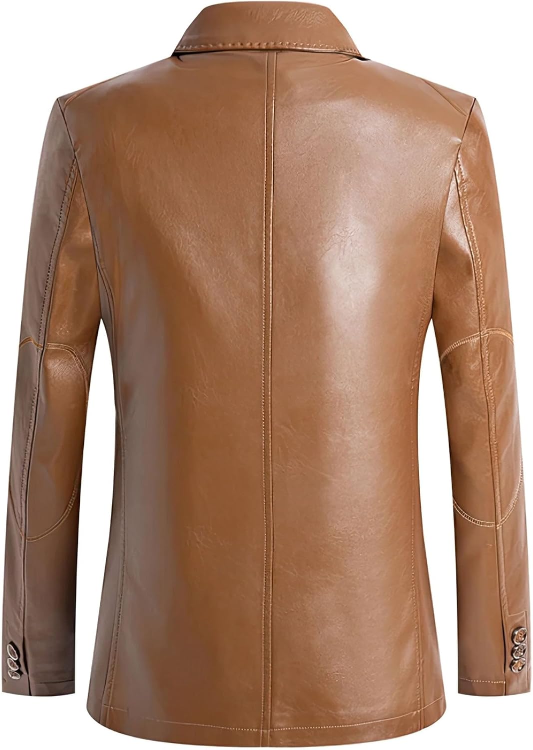 Men's Slim Fit Spring Autumn Solid Casual Coat Genuine Leather Jackets