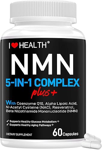 NMN Complex Plus+ para mujeres y hombres con NAC, ácido alfa lipoico, NMN, coenzima Q10, resveratrol 60 cápsulas Apoya la energía,