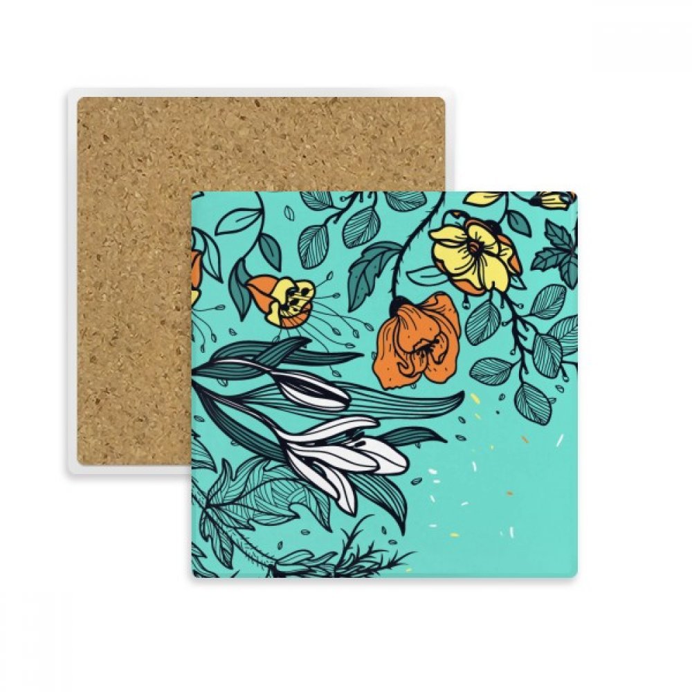 Lily Camélia Dessin carré Coaster absorbent en pierre pour verre et mug