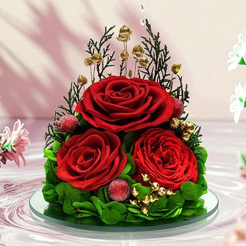 Miniatura 5 de Rosas preservadas en cúpula de cristal, regalo de flores eternas para mujeres, mamá, esposa, cumpleaños, día de San Valentín, rosas eternas para