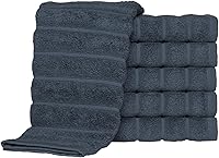 Vista 48 de Classic Turkish Towels - Juego de 6 toallas de lujo de la colección Brampton acanaladas de 100% algodón turco, de secado rápido, suaves y Platino