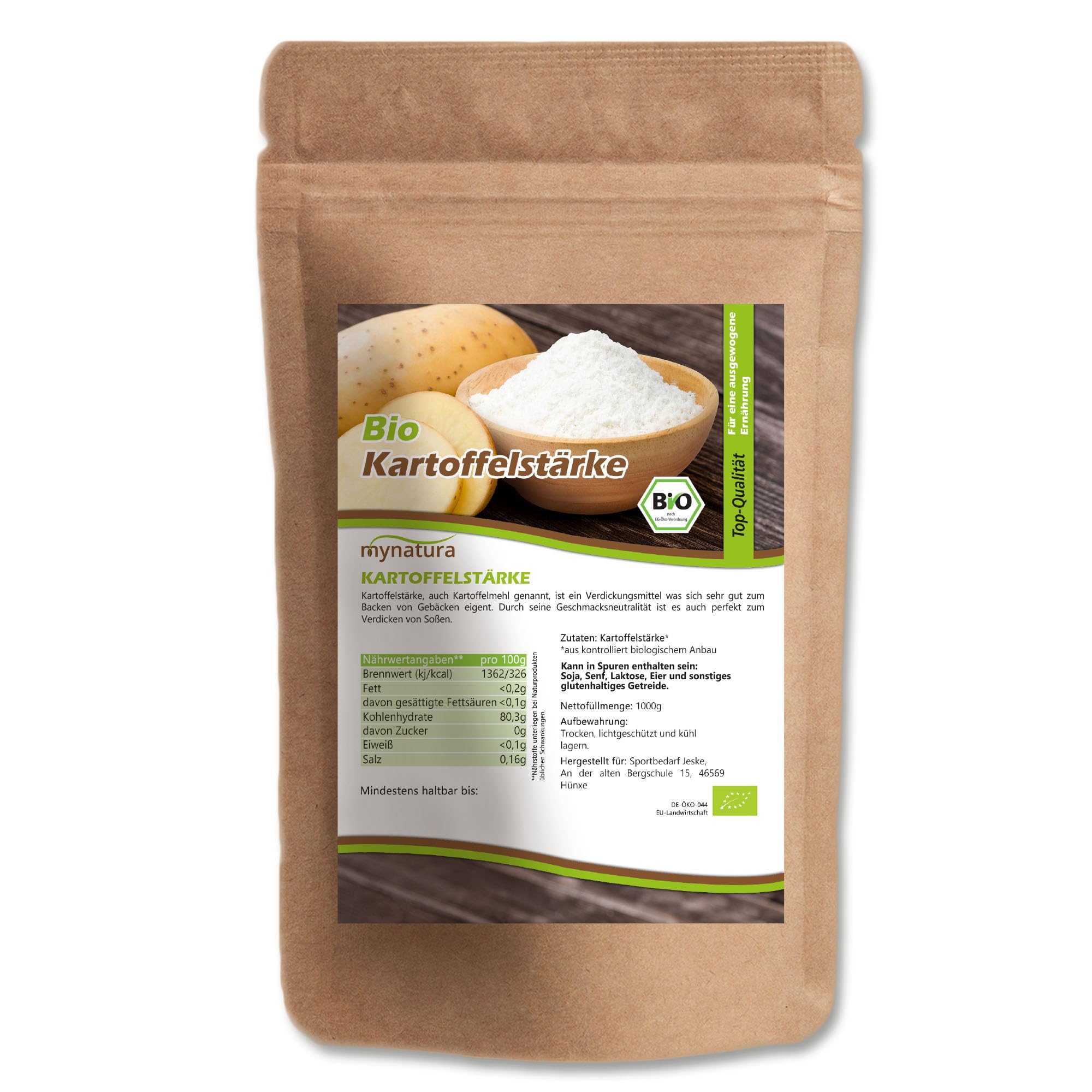 Mynatura Bio Kartoffelstärke I Bindemittel I Backzutat I Speisestärke I Kartoffelmehl I Vorratsbeutel I Soßen Andicken I Kochen I Stärke I Im Beutel (1000g)